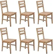 Dining Chairs 6 pcs Solid Acacia Wood Kitchen Chair