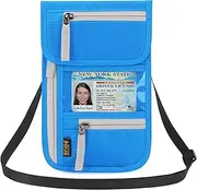 [Peicees] RFID Blocking Travel Neck Wallet for Men Women Family Passport Holder Lanyard Neck Pouch Slim Travel Document Holder
