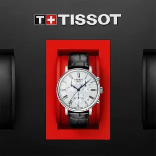 【TISSOT 天梭】Carson 羅馬三眼計時石英錶-41mm 送行動電源 畢業禮物(T1224171603300)