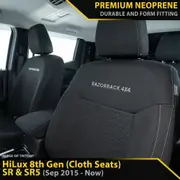 Toyota HiLux 8th Gen (Cloth Seats) SR & SR5 Premium Neoprene 2x Front Seat Covers (Available)