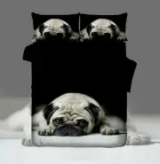 Quilt Duvet Doona Cover Set Single Double Queen King Bed Size Pug Dog