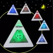 7 LED Colour Changing Digital Alarm Clock Thermometer Date Time Night Light LCD