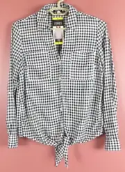 TB09973- NWT JONES NEW YORK Women Thin Comfy Viscose Blouse Front Tie Pocket S