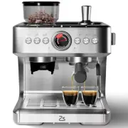 20 Bar Stainless Steel Espresso Maker with Grinder & Milk Frother - 2.8L Tank