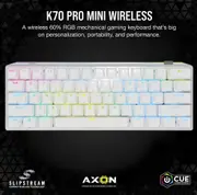 CORSAIR K70 PRO MINI WIRELESS RGB 60% Mechanical Gaming Keyboard, Backlit RGB LED, CHERRY MX SPEED, Black, White PBT Keycaps NDA Sept 14