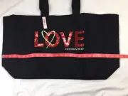 Retired Victorias Secret Tote XL Sequined VS Weekender Bag Love Bling Fabric NWT