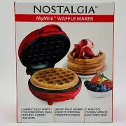 Nostalgia Mini Waffle Maker 5" Cooking Surface Brand New Factory Sealed Red