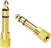 VCE 6.35mm (1/4 inch) Male to 3.5mm (1/8 inch) Female Stereo Audio Jack Adapter for Aux Cable, Guitar Amplifier, Headphone, 2 Pack