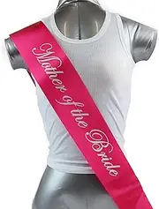 Sashes Hens Sash Party Bridal Hot Pink/Silver - Mother Of The Bride One Size Mother of the Bride