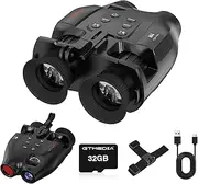 Night Vision Goggle Head Mounted Hands Free Infrared Night Vision Binocular 984FT USB Rechargeable Night Vision Goggles with Head Strap 5X Digital Zoom 32GB SD Card Compatible with Helmet