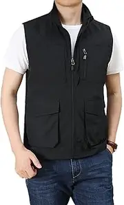 [QtthZZr] Men's Multi-Pocket Vest Thin Photography Fishing Gilet Outdoor Leisure Sleeveless Vest Mesh Breathable Waistcoat
