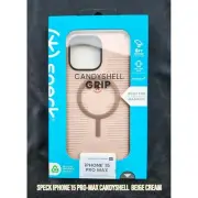 Speck iPhone 15 Pro Max CANDYSHELL GRIP BEIGE CREAM CASE with TEMPERED GLASS