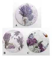 Delton LAVENDER Ceramic Round Cork Backing 7" TRIVET [Choice of 3 Designs]