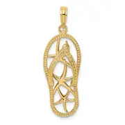 14k Yellow Gold Multi Starfish Flip-Flop Charm