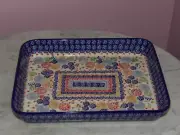 Polish Pottery Lg Rectangle Baker! UNIKAT Signature Paper Lanterns!