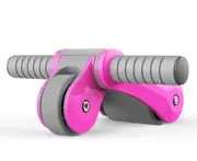 Household Multifunctional Abdominal Exercise Device Folding Double Wheel Bearing Roller Mute Sports Equipment-Pink