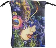 Tarot Card Bag for Draw String Tarot - Spiritual Symbol Bag | Mother Earth Pattern, Fabric Bag with Moon Phase, Esoteric Storage Wrap for Crystals Jewellery Gift Rune Deck Organisation, Fhr58, Siehe