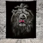 黑色個性動物獅子墻壁裝飾掛毯墻掛布桌布背景布臥室客廳遮擋簾~初連..