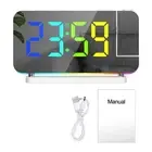 White RGB LED Projection Alarm Clock, Multi-Color Night Light with Snooze Functi