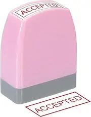 uxcell Accepted Notice Stamp Self Inking, Red Ink Office Stamps Pre Inked Message Stamp Refillable Business Stamp, Pink