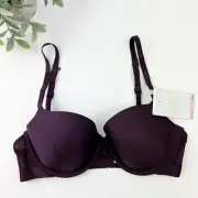 DKNY Litewear Fishnet-Panel Bra DK4941 Deep Purple Size 32D