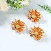 Napkin Rings Exquisite Daisy Napkin Rings Set of 6 Solid Napkin Ring Holders Elegant Napkin Rings Kit Metal Spiral Napkin Ring for Table Decoration (Orange, M)
