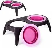 SEWOART Pet Bowl Set Double Dog Feeding Dishes Portable Pet Travel Bowl Dog Food Storage Bin
