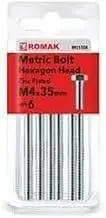 Romak 0921550 Hex Head Set Screw, Zinc Plated, M4 x 35 mm Size, Pack of 6