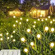 4Pcs Solar Garden Lights Outdoor, Solar Firefly Lights 32 LED New Upgraded Sway by Wind, Solar Outdoor Lights, Yard Patio Pathway Decoration, High Flexibility Iron Wire & Heavy Bulb Base, Warm White