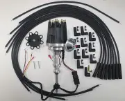 FORD Y Block 272 292 312 BLACK Small Cap HEI Distributor + Spark Plug Wires USA