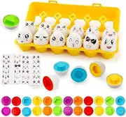 JoyGrow Montessori Toy Matching Eggs, 12 Pieces, Colour & Shape Detection, Sorter, Colour and Shape Recognition, Sorter, Puzzle Skills, Educational Toy for Children and Toddlers for Easter Christmas