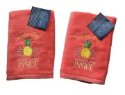 Traditions Pineapple Summer Days Hand Towels Set of 2 Embroidered Guest Beach