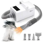 Petzly 3200W Pet Hair Dryer Blower LCD Touch Cat Dog Grooming 4 Nozzles