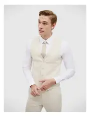 [Politix] Textured Tailored Vest in Neutral