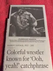 OBITUARY 1952 - 2011 RANDY SAVAGE MACHO MAN WRESTLER WRESTLEMANIA