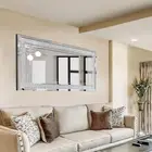 120cm Luxury Crystal Surround Silver Mirror Large Bathroom Wall Mirror Home Deco