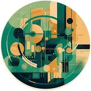 Green and Beige Drawing Acrylic Fridge Magnets Round Magnetic Refrigerator Sticker Funny Cute Refrigerator Decorative Magnets for Fridge Office Whiteboard Kitchen Cabinets Locker