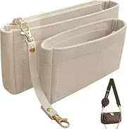 Soyizom Purse Organizer Insert Fits for Multi Pochette Accessories Bag Series perfectly,2 Packs in One Set Inserts Tote Bag Organizer Pouch Inside Add Zipper Pocket & Keychain,Beige
