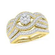 3/4CTW-Diamond FLOWER BRIDAL SET