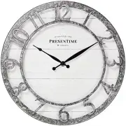 PresenTime & Co 13" Farmhouse Series Wall Clock, Quartz Movement, Shiplap