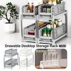 2 Tiers Rack Shelf Drawer Storage Rack Plastic Kitchen Rack Spice Rack Organizer