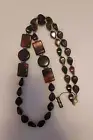 Vintage Cognac Baltic Amber Stone Color Genuine Lucite Chunky Necklace 34" w tag