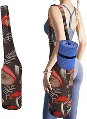 JKLQWH Red Mushrooms Printed Yoga Mat Bag Long Tote with Pockets for Your Yoga Accessories Exercise Yoga Mat Carrier Holder Multi-Functional Storage Bag Holds Most Pilates Mats