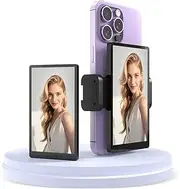 5" Vlog Selfie Monitor Screen for iPhone & Android with Magnetic Mount, Low Latency Dual Connectivity HD Back Camera Monitor, Bluetooth Remote for Selfies Live Streaming on TikTok/YouTube (Black)