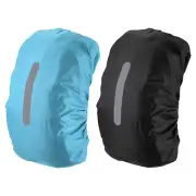 2Pcs 40-50L Waterproof Backpack Rain Cover with Vertical Strap m Black/Lake Blue