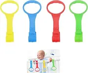 Baby Play Pen Pull Up Ring, 4 Pcs Baby Playpen Rings, Playpen Pull Up Straps, Gymnastic Rings for Toddler Walking Assistant, Standing Hooks for Walking Learning Accessories (Colorful)