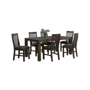 7 Pieces Dining Suite 180cm Medium Size Dining Table & 6X Chairs with Solid Acacia Wooden Base in Chocolate Colour