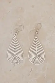 Geo Teardrop Earrings - Silver