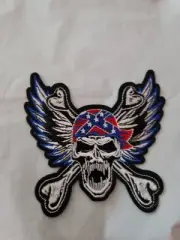 Rebel Skull And Crossbones Patch 4x3