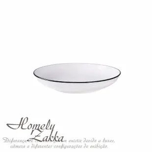 【Homely Zakka】北歐創意簡約黑邊Black系列陶瓷餐具_小圓深盤x2件組(飯碗 湯碗 餐具 餐碗 盤子 器皿)